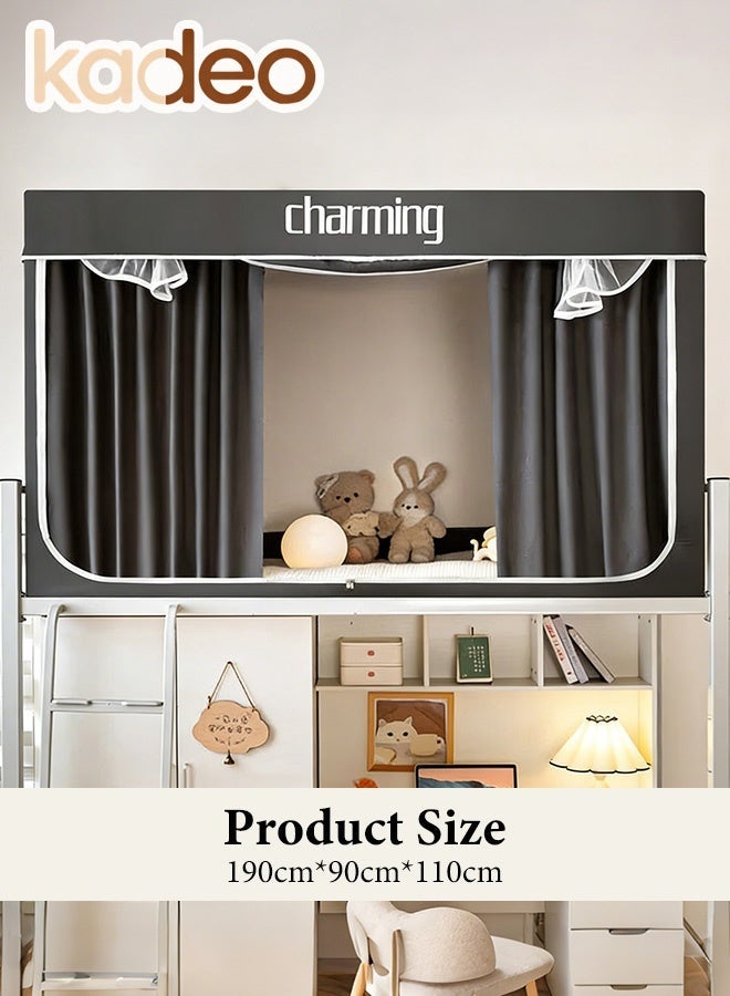 kadeo Dorm Bunk Bed Curtains, Breathable Single Sleeper Bed Canopy Tents, Blackout Bed Tent Curtain with Mosquito Net and Bracket, Unisex Student Sleep Privacy Protection190*90*110CM - Image 2